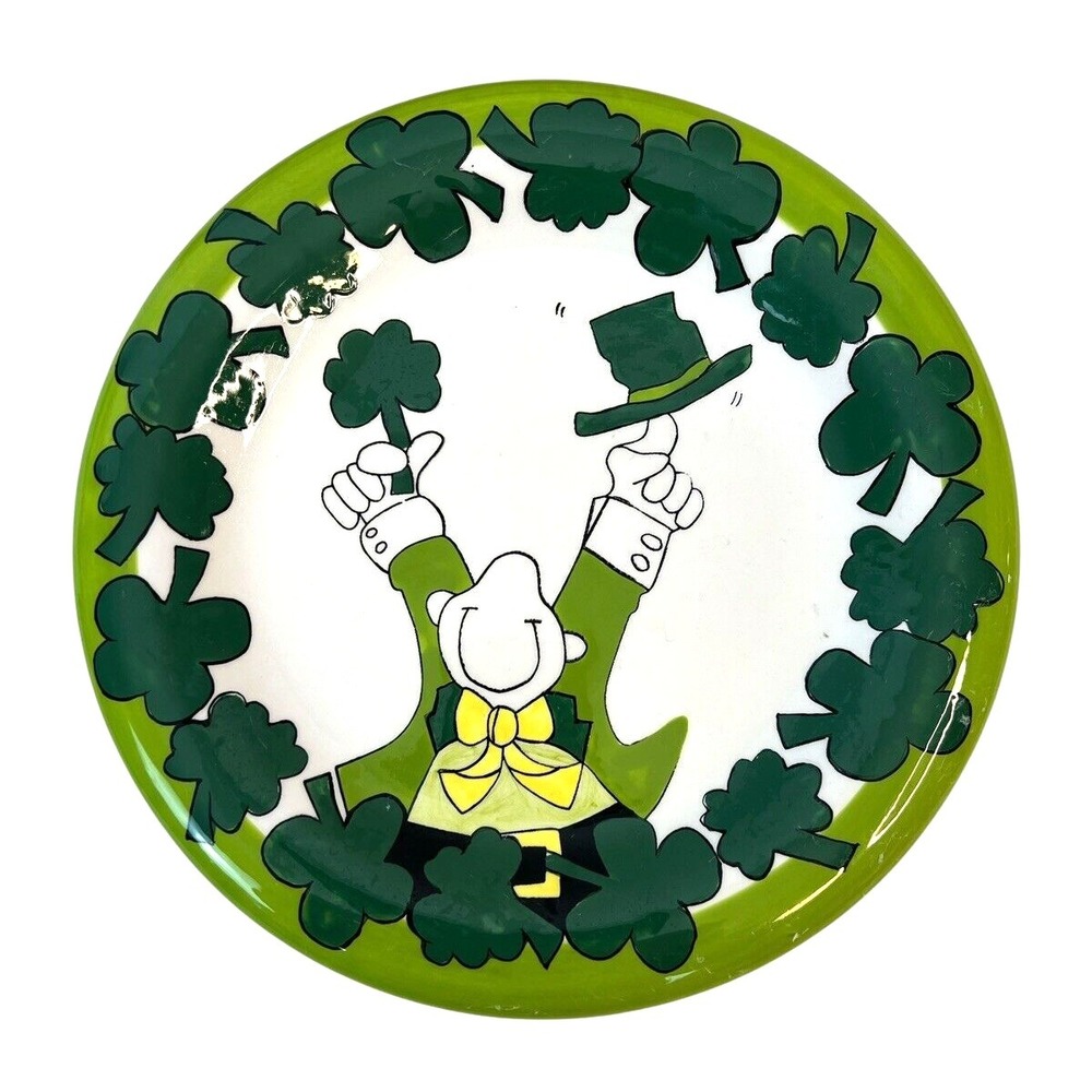 Hausenware‎ St. Patricks Day Plate Clover 8" Appetizer/Lunch/Dessert Ziggy Style